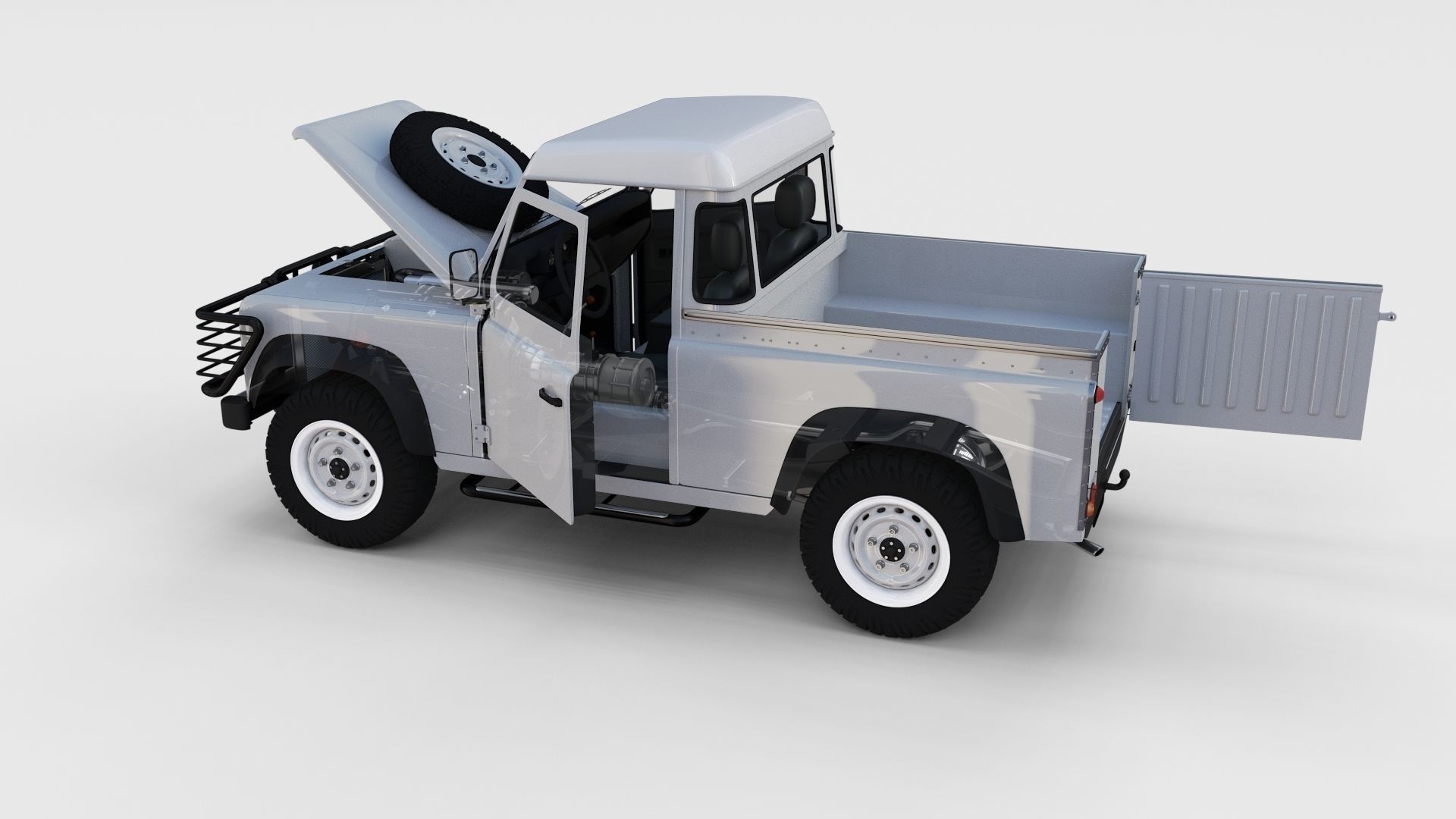 Full Land Rover Defender 90 Pick Up Seethrough 3D model_14