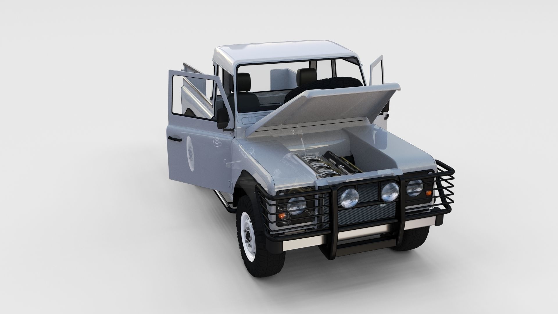 Full Land Rover Defender 90 Pick Up Seethrough 3D model_50