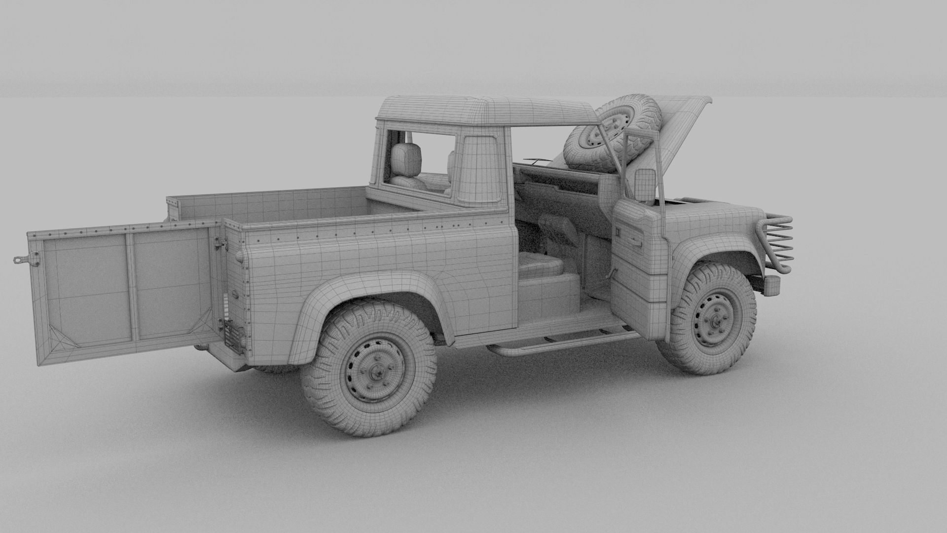 Full Land Rover Defender 90 Pick Up Seethrough 3D model_53