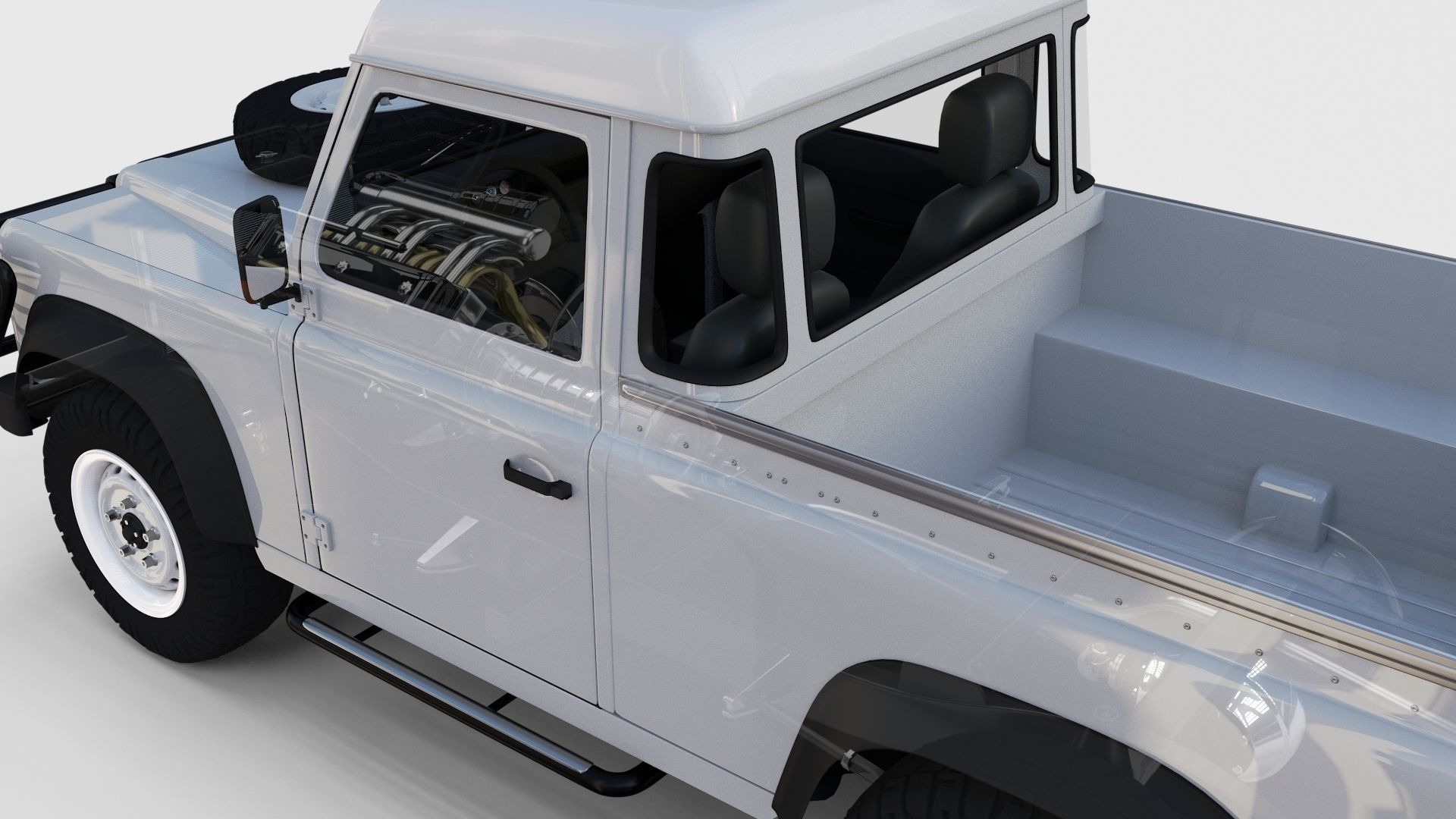 Full Land Rover Defender 90 Pick Up Seethrough 3D model_76