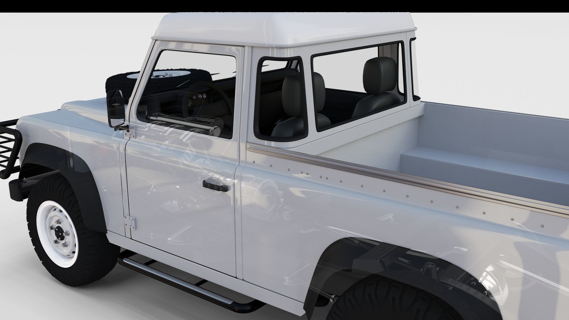 Full Land Rover Defender 90 Pick Up Seethrough 3D model_71