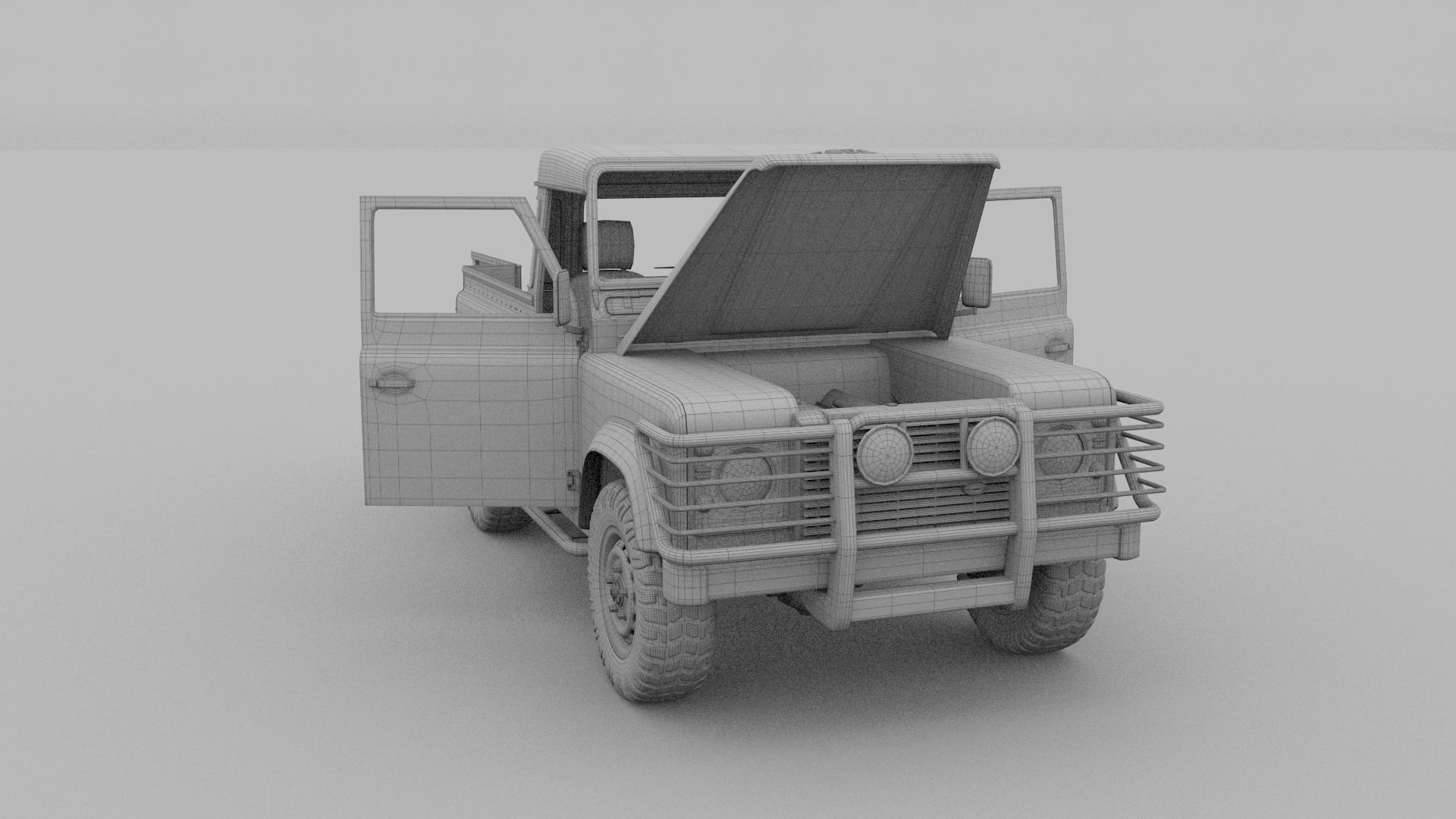 Full Land Rover Defender 90 Pick Up Seethrough 3D model_66