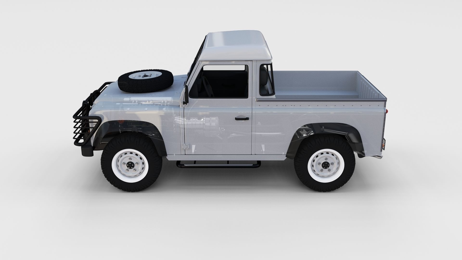 Full Land Rover Defender 90 Pick Up Seethrough 3D model_55
