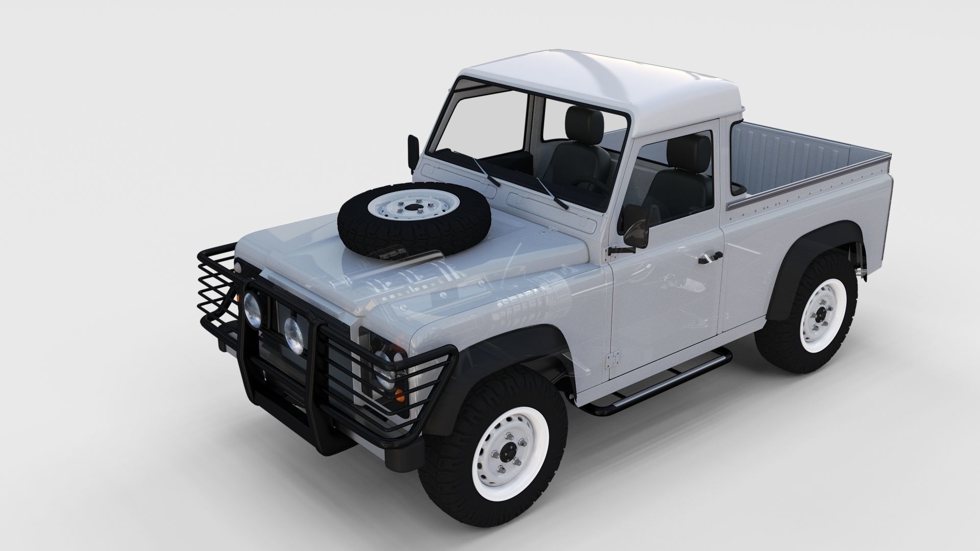 Full Land Rover Defender 90 Pick Up Seethrough 3D model_30
