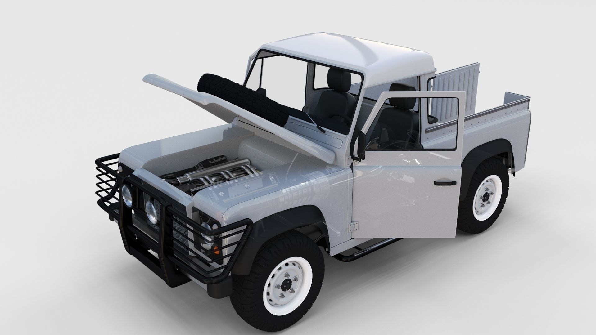 Full Land Rover Defender 90 Pick Up Seethrough 3D model_63