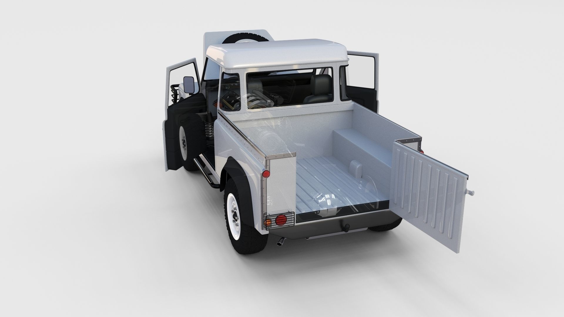 Full Land Rover Defender 90 Pick Up Seethrough 3D model_35