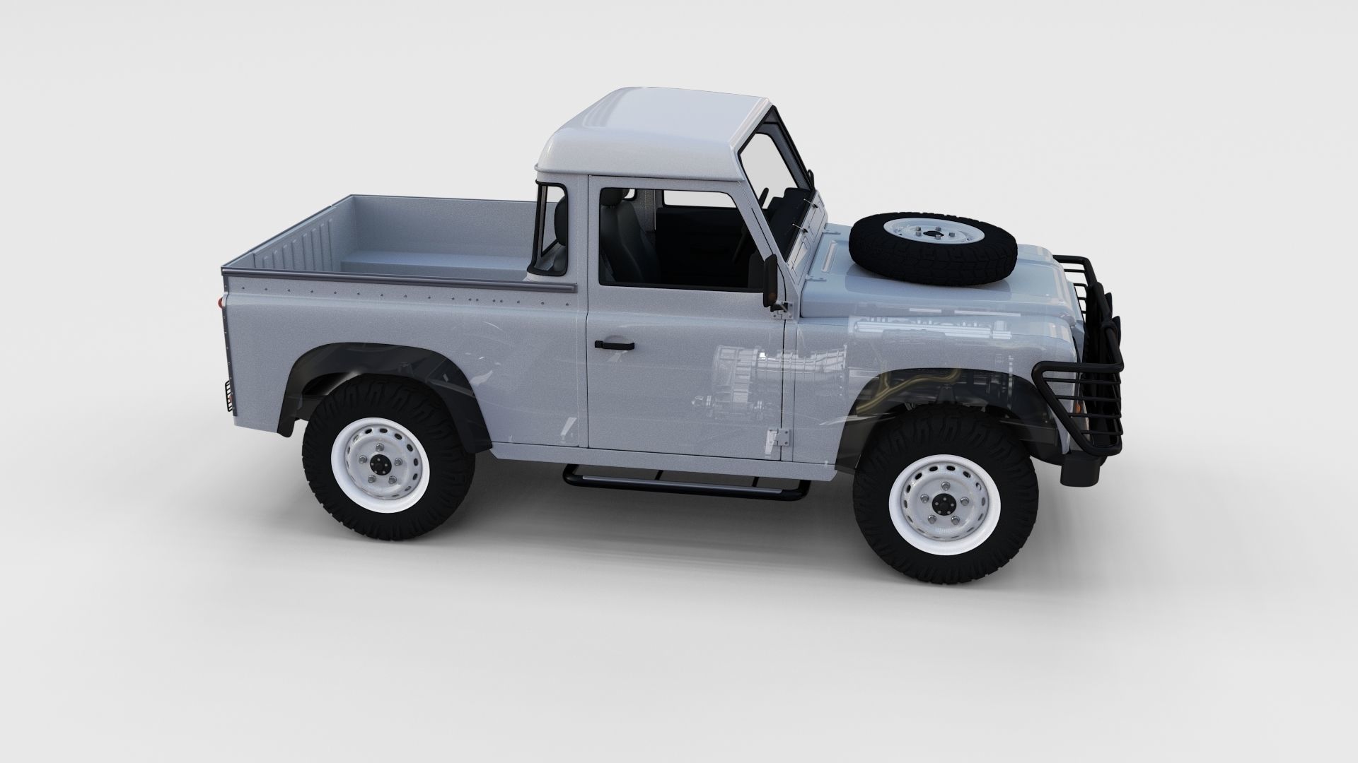Full Land Rover Defender 90 Pick Up Seethrough 3D model_77