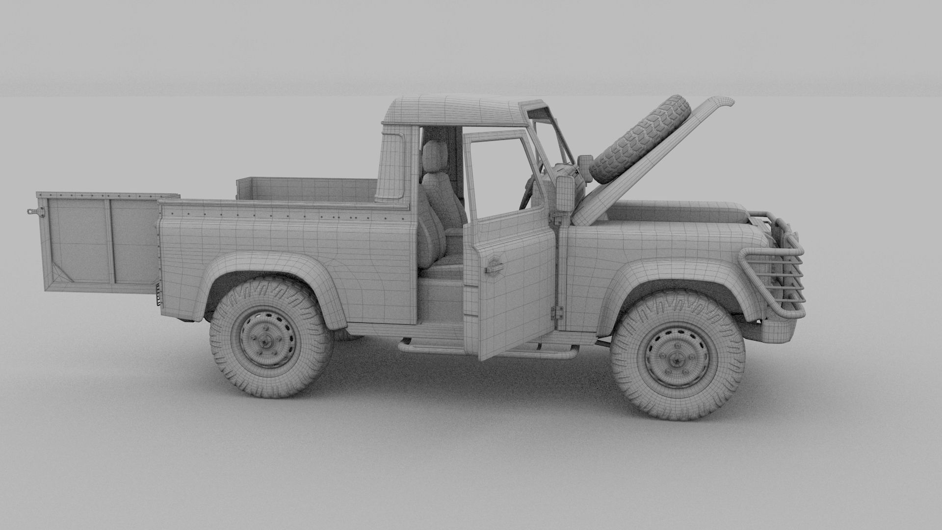Full Land Rover Defender 90 Pick Up Seethrough 3D model_67
