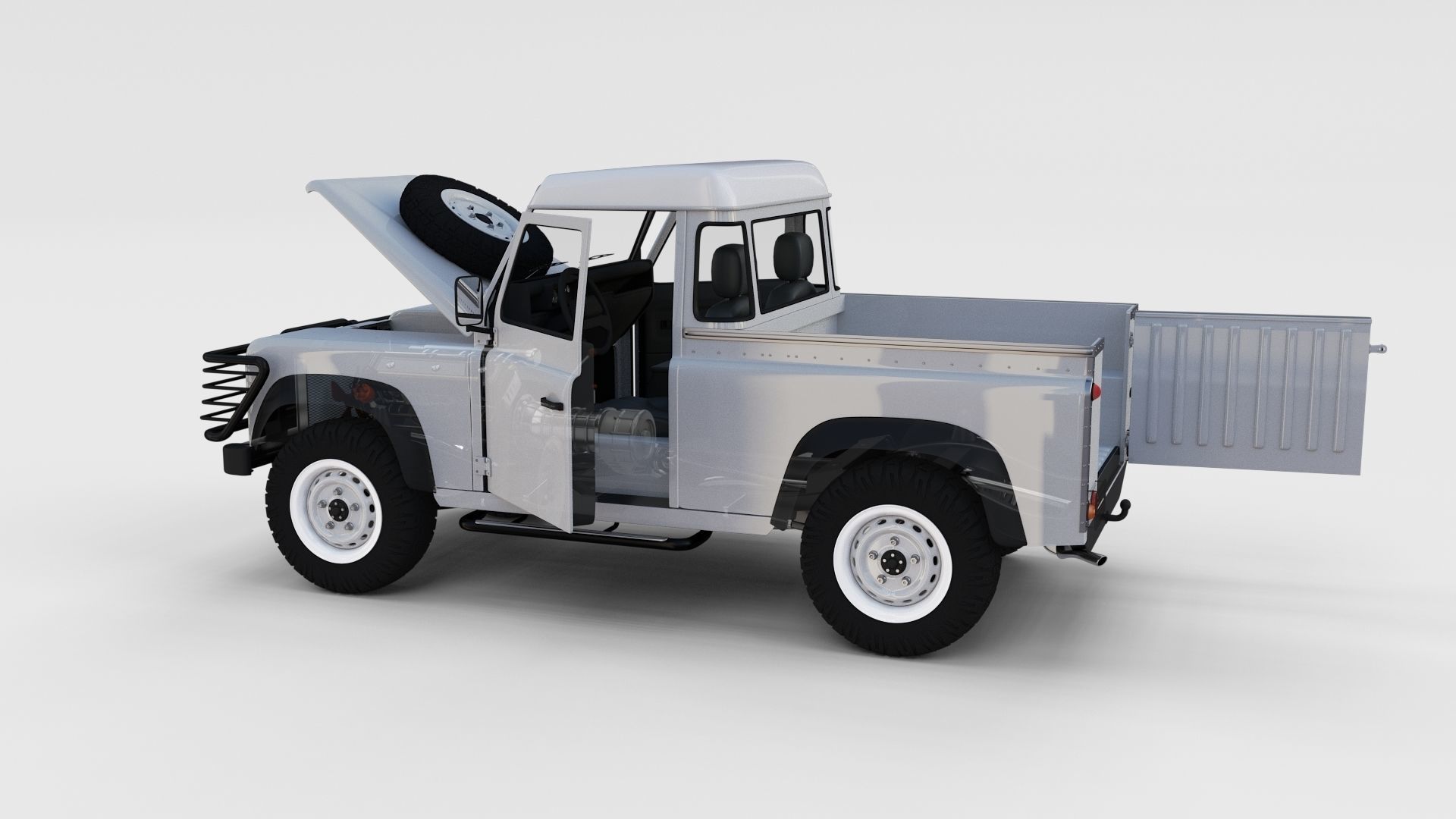 Full Land Rover Defender 90 Pick Up Seethrough 3D model_57