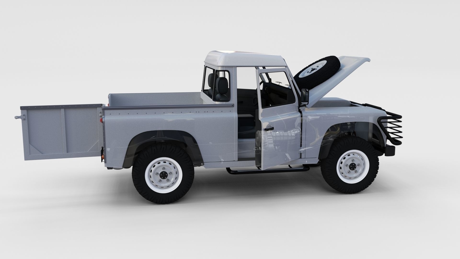 Full Land Rover Defender 90 Pick Up Seethrough 3D model_29