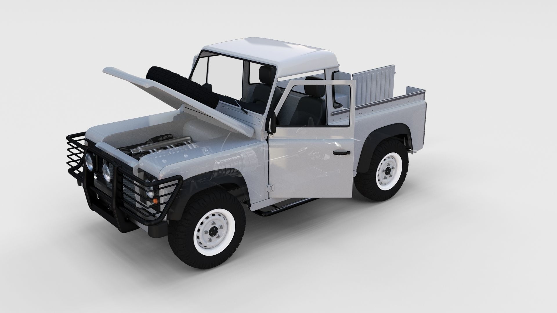 Full Land Rover Defender 90 Pick Up Seethrough 3D model_44