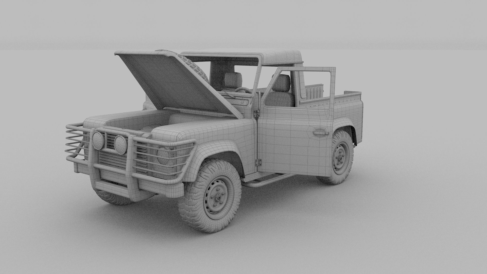 Full Land Rover Defender 90 Pick Up Seethrough 3D model_73