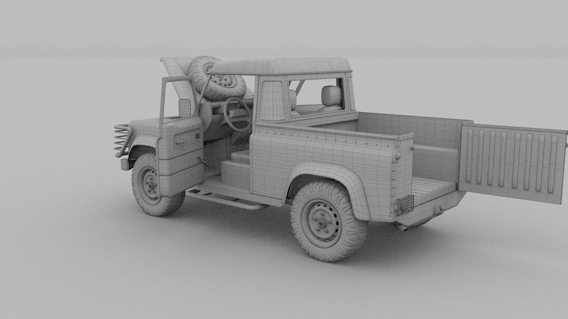 Full Land Rover Defender 90 Pick Up Seethrough 3D model_59
