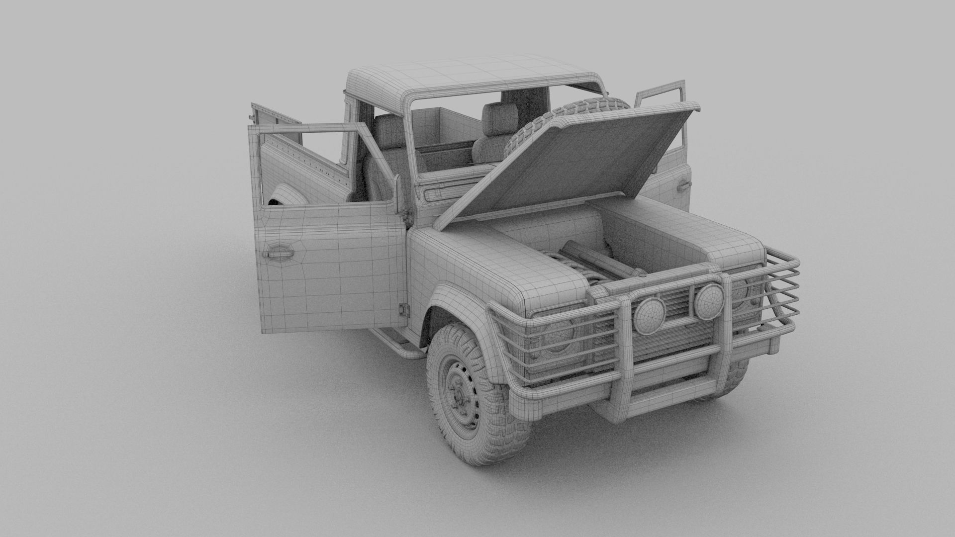 Full Land Rover Defender 90 Pick Up Seethrough 3D model_16
