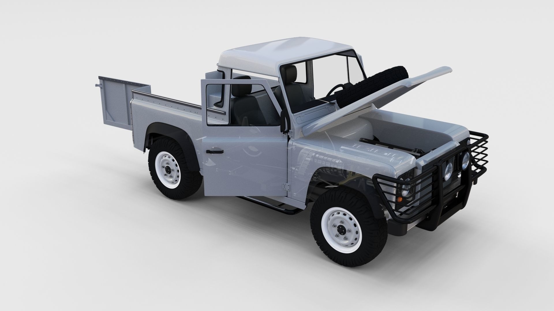 Full Land Rover Defender 90 Pick Up Seethrough 3D model_54