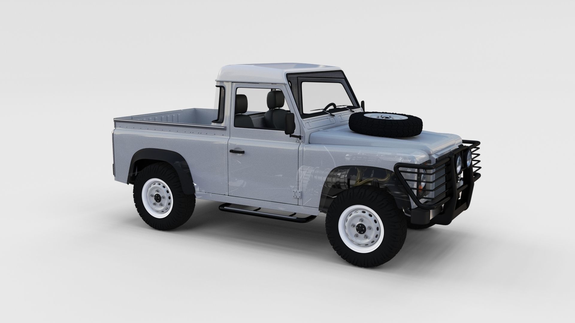 Full Land Rover Defender 90 Pick Up Seethrough 3D model_45