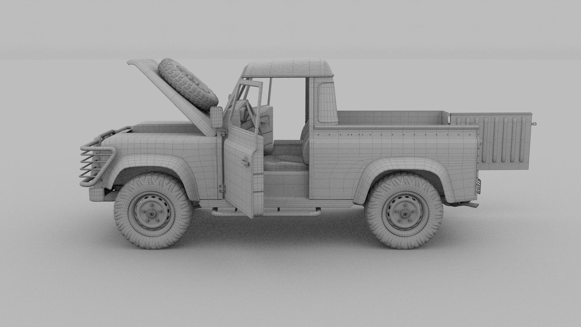 Full Land Rover Defender 90 Pick Up Seethrough 3D model_27