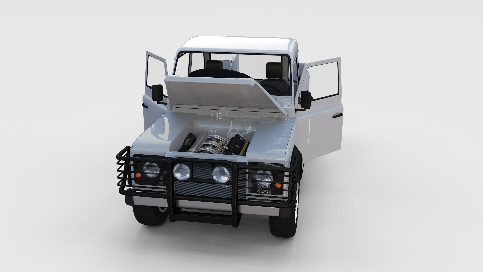 Full Land Rover Defender 90 Pick Up Seethrough 3D model_1