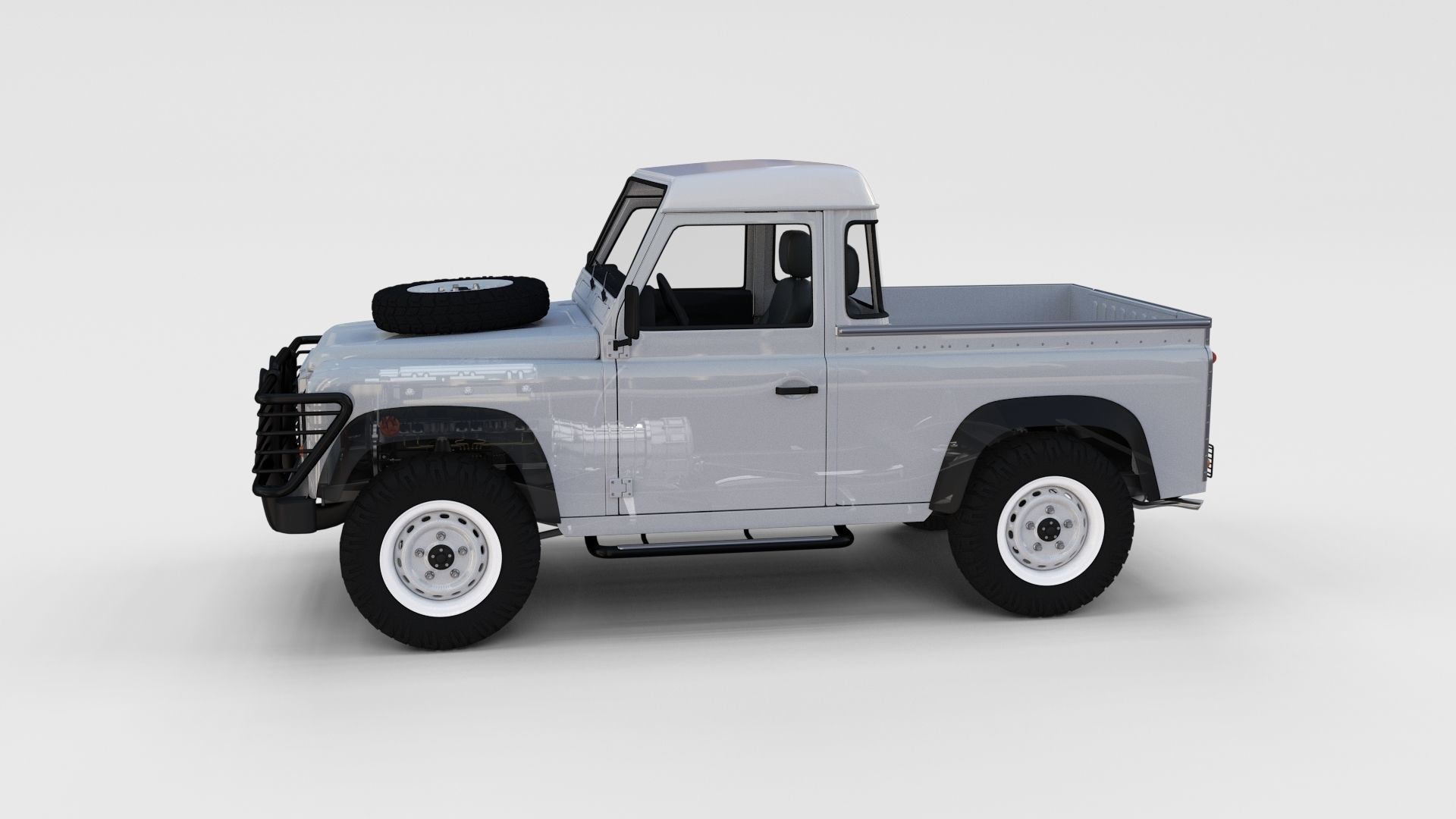 Full Land Rover Defender 90 Pick Up Seethrough 3D model_42