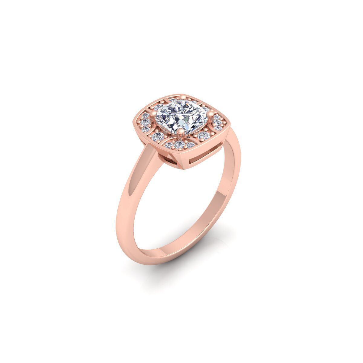 Cushion shape Diamond Ring 3d Model and Render 3D print model_7