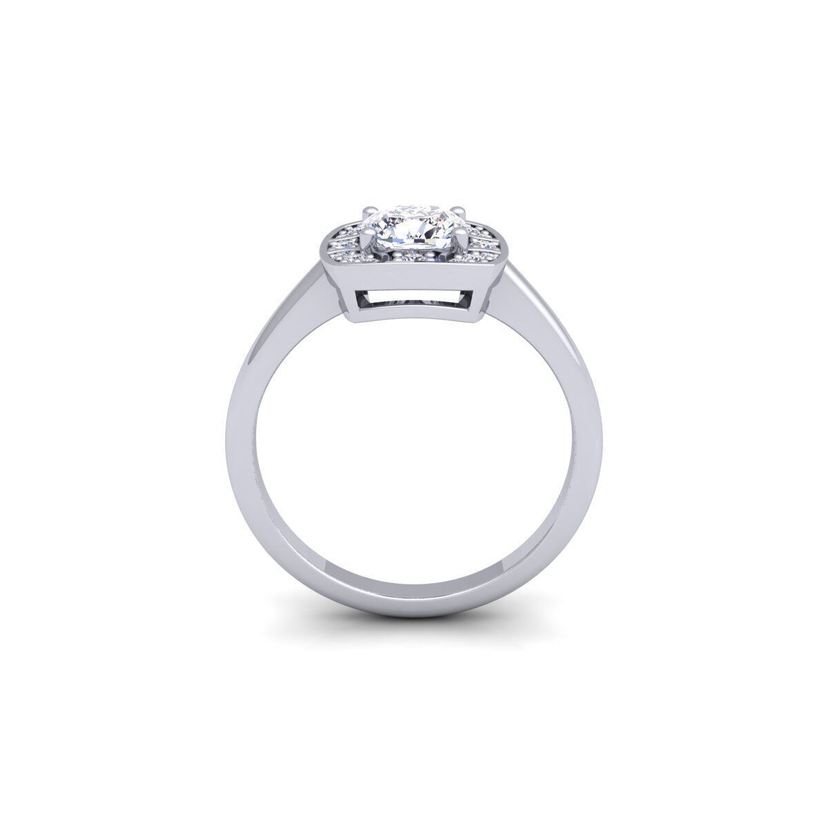 Cushion shape Diamond Ring 3d Model and Render 3D print model_5