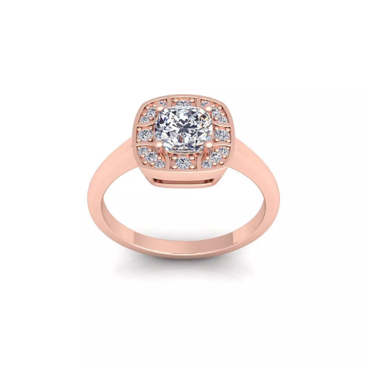 Cushion shape Diamond Ring 3d Model and Render 3D print model_0