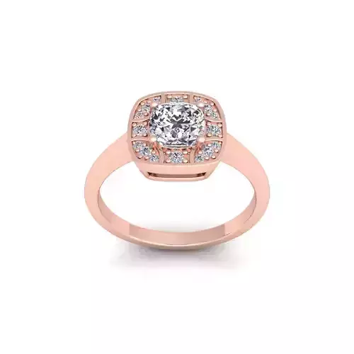 Cushion shape Diamond Ring 3d Model and Render 