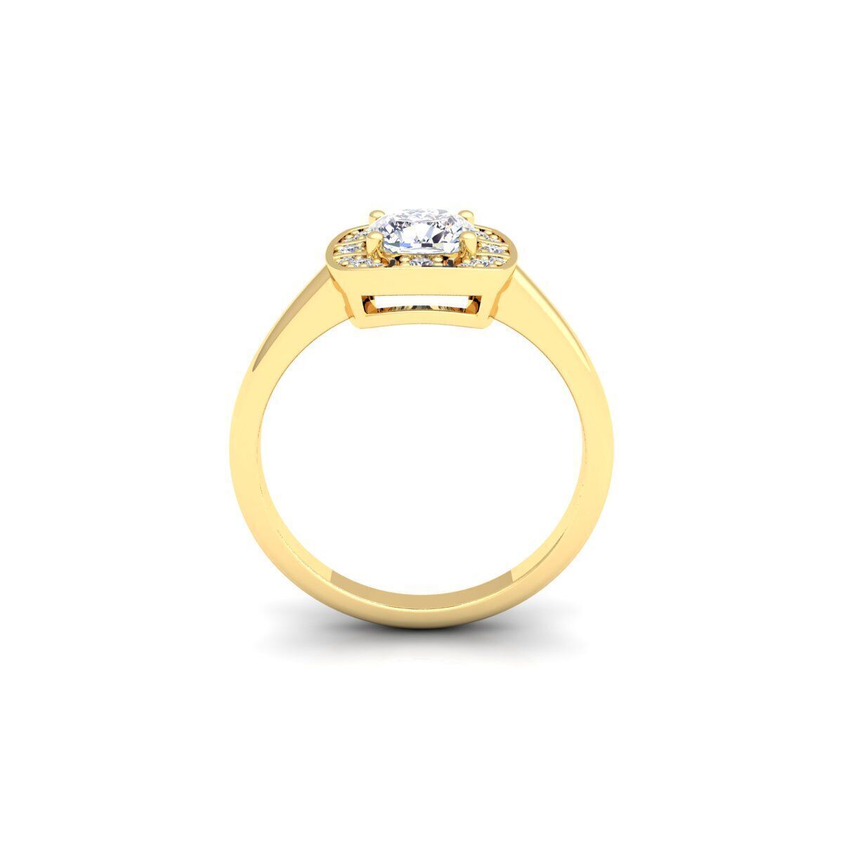 Cushion shape Diamond Ring 3d Model and Render 3D print model_3