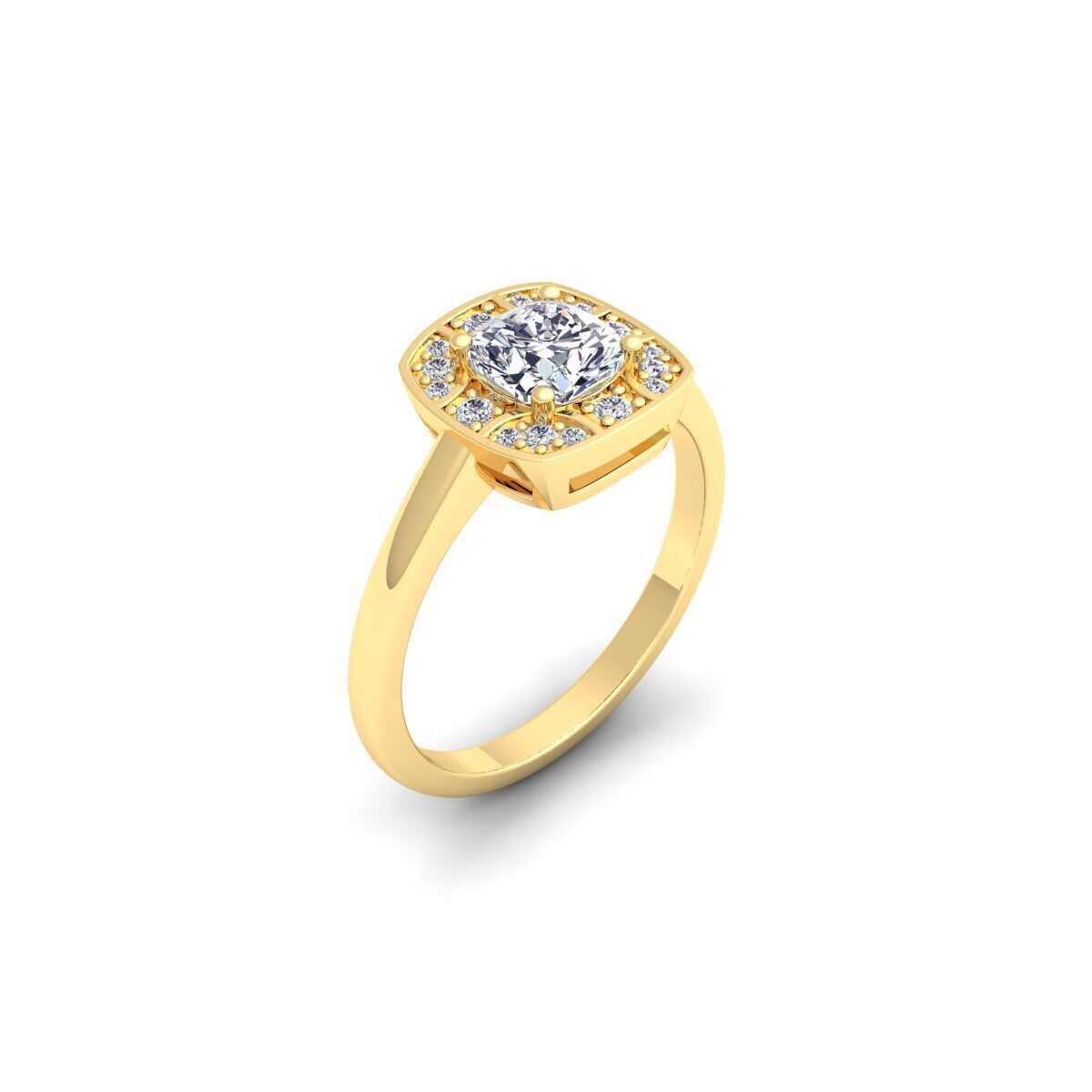 Cushion shape Diamond Ring 3d Model and Render 3D print model_6