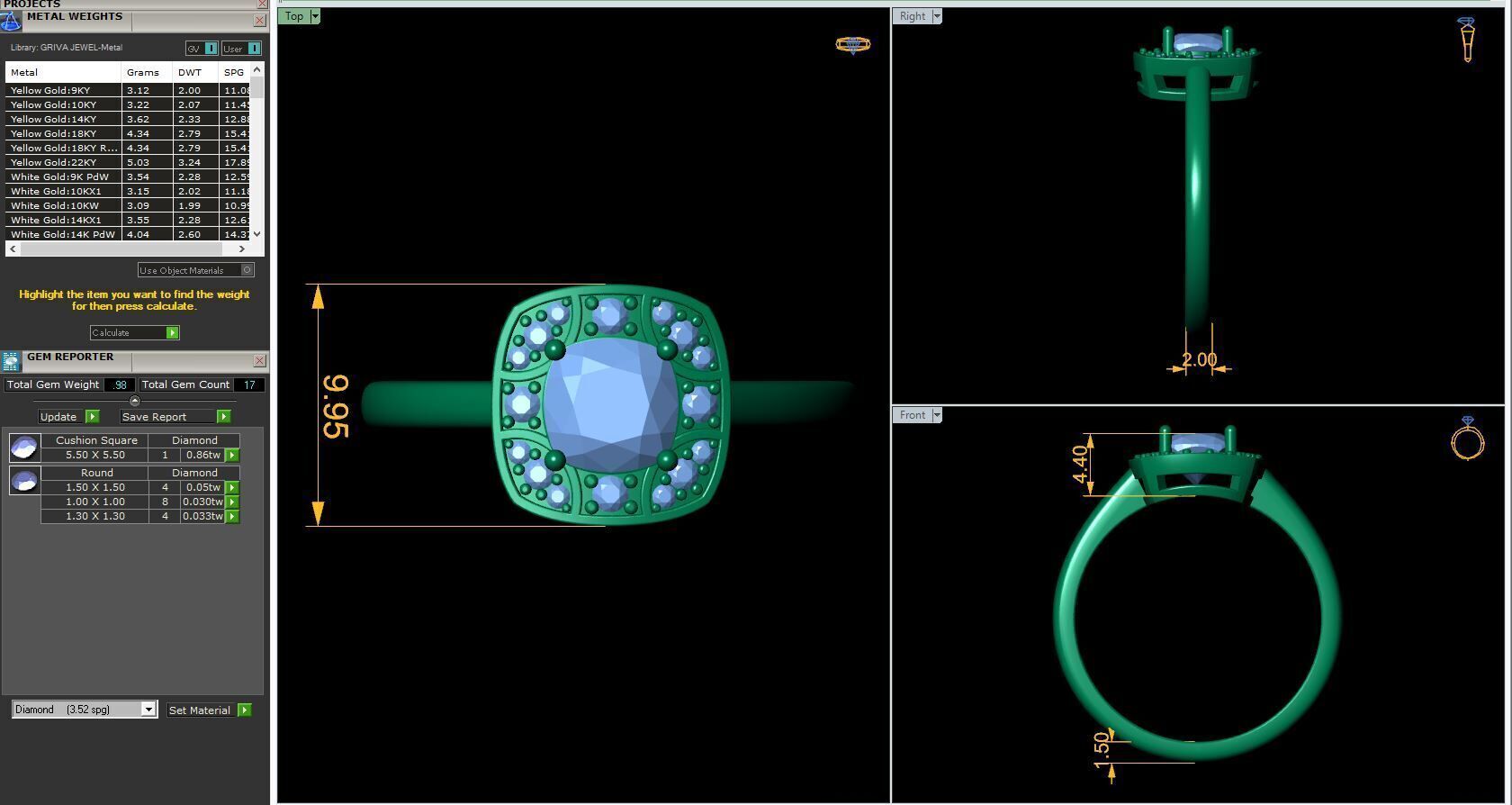 Cushion shape Diamond Ring 3d Model and Render 3D print model_12