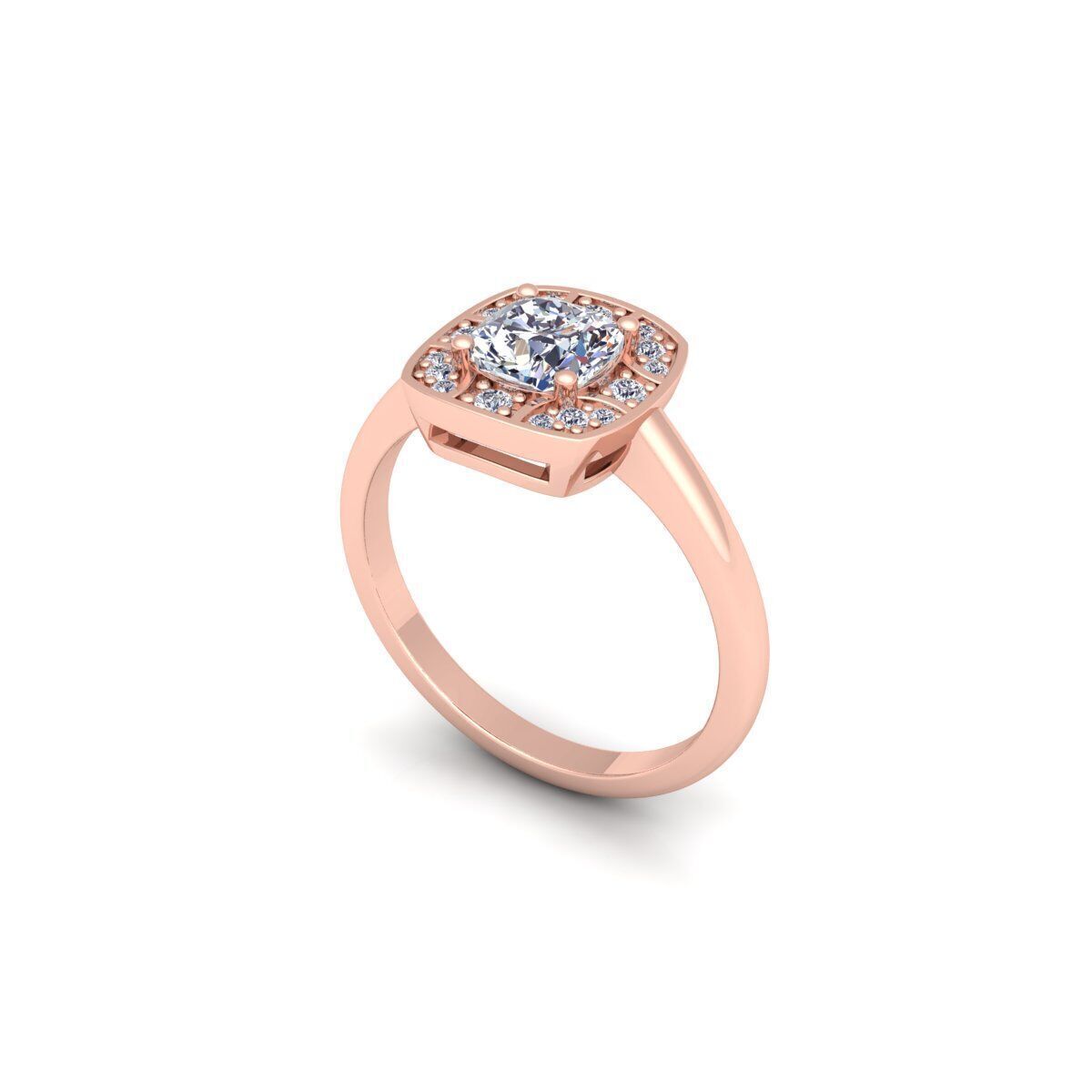 Cushion shape Diamond Ring 3d Model and Render 3D print model_10