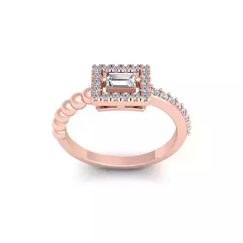 Baggett Halo Diamond Ring 3d Model and Render  