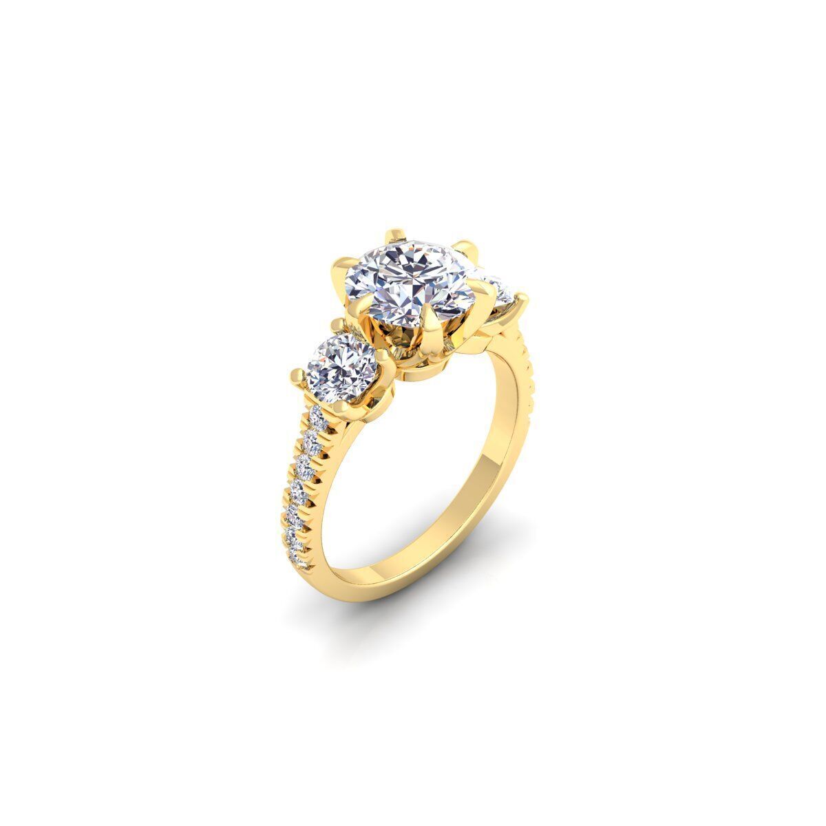 3 Stone Engagement Diamond Ring 3d Model and Render 3D print model_6