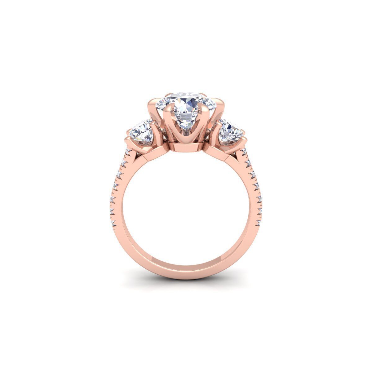 3 Stone Engagement Diamond Ring 3d Model and Render 3D print model_4