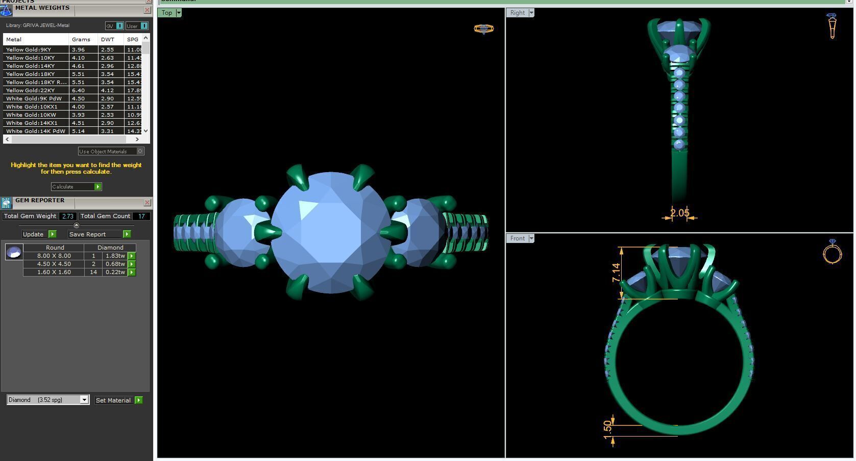 3 Stone Engagement Diamond Ring 3d Model and Render 3D print model_12
