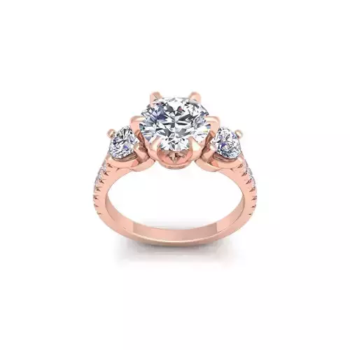 3 Stone Engagement Diamond Ring 3d Model and Render 