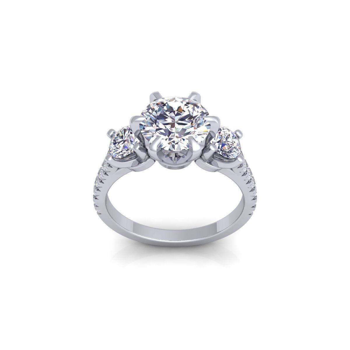 3 Stone Engagement Diamond Ring 3d Model and Render 3D print model_2
