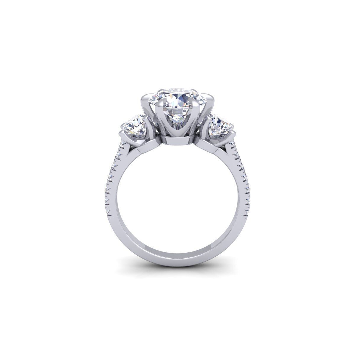 3 Stone Engagement Diamond Ring 3d Model and Render 3D print model_5