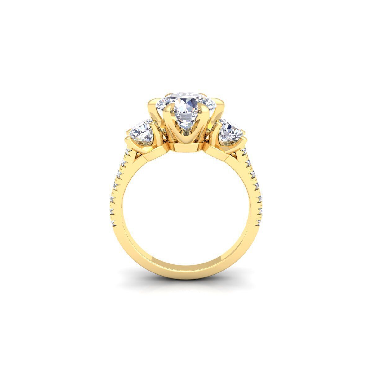 3 Stone Engagement Diamond Ring 3d Model and Render 3D print model_3