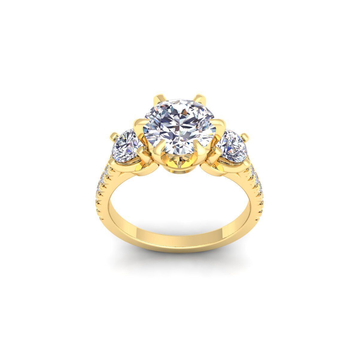 3 Stone Engagement Diamond Ring 3d Model and Render 3D print model_1