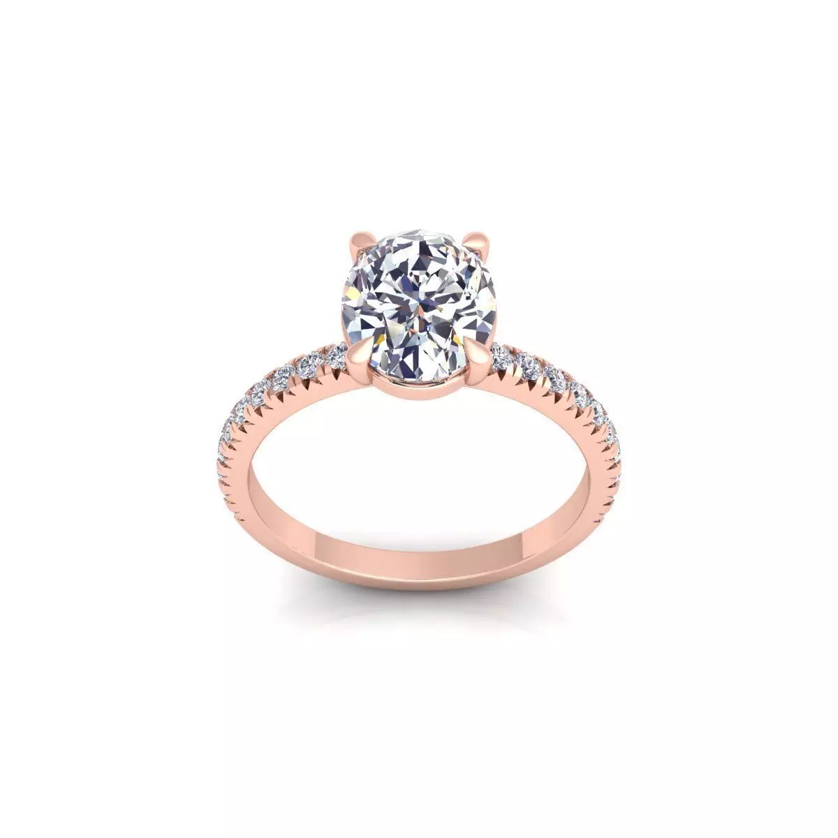 Oval Engagement Diamond Ring 3d Model and Render 3D print model_0