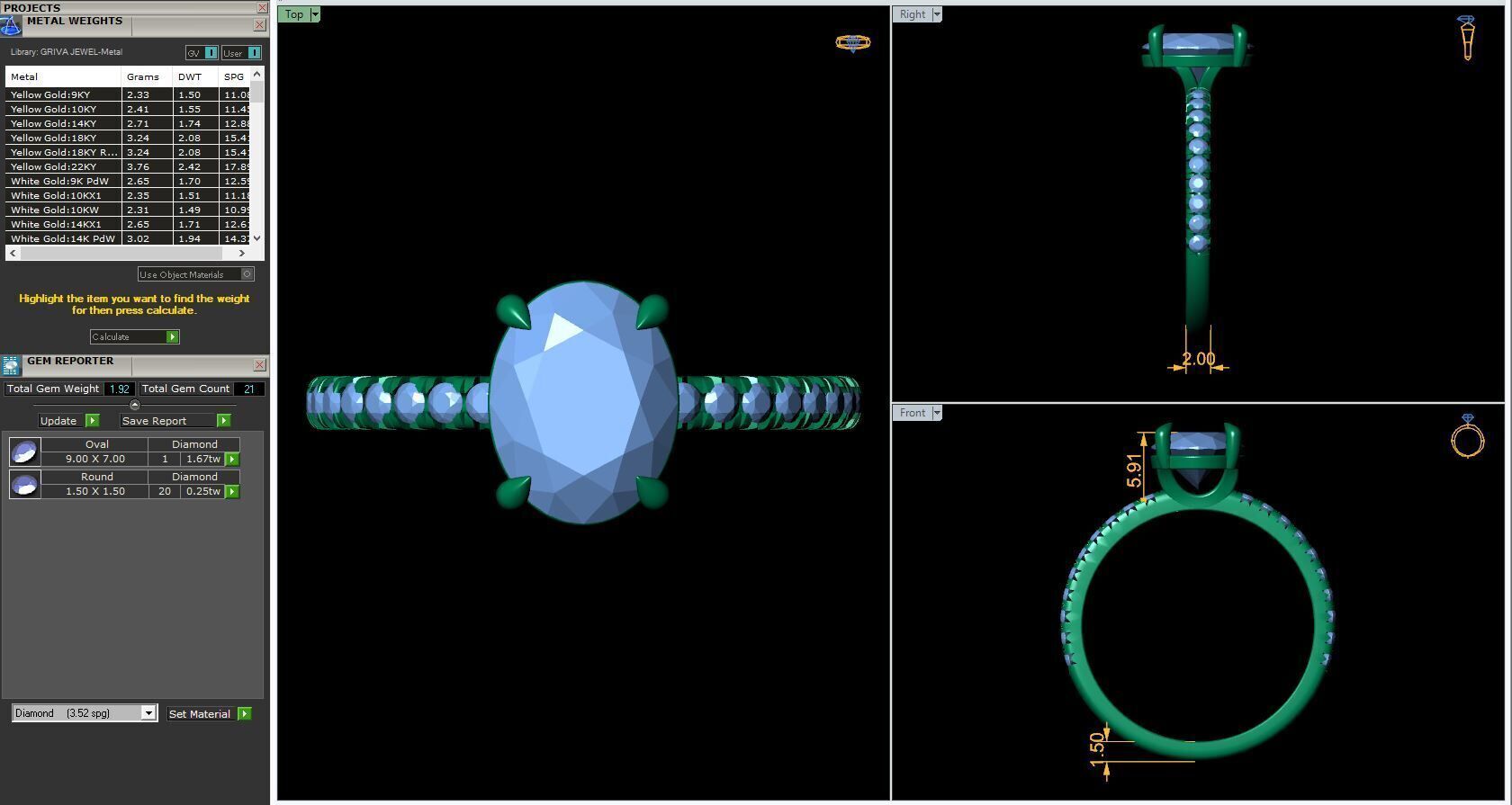 Oval Engagement Diamond Ring 3d Model and Render 3D print model_12