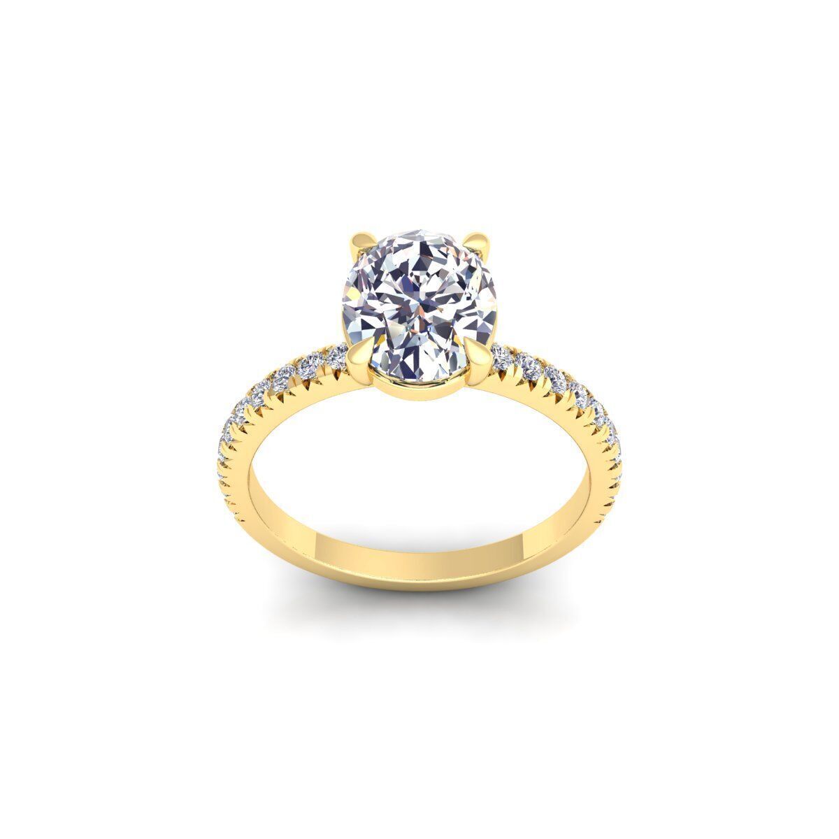 Oval Engagement Diamond Ring 3d Model and Render 3D print model_1