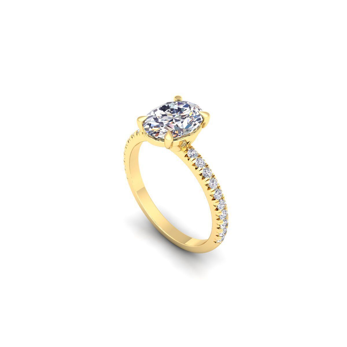 Oval Engagement Diamond Ring 3d Model and Render 3D print model_9