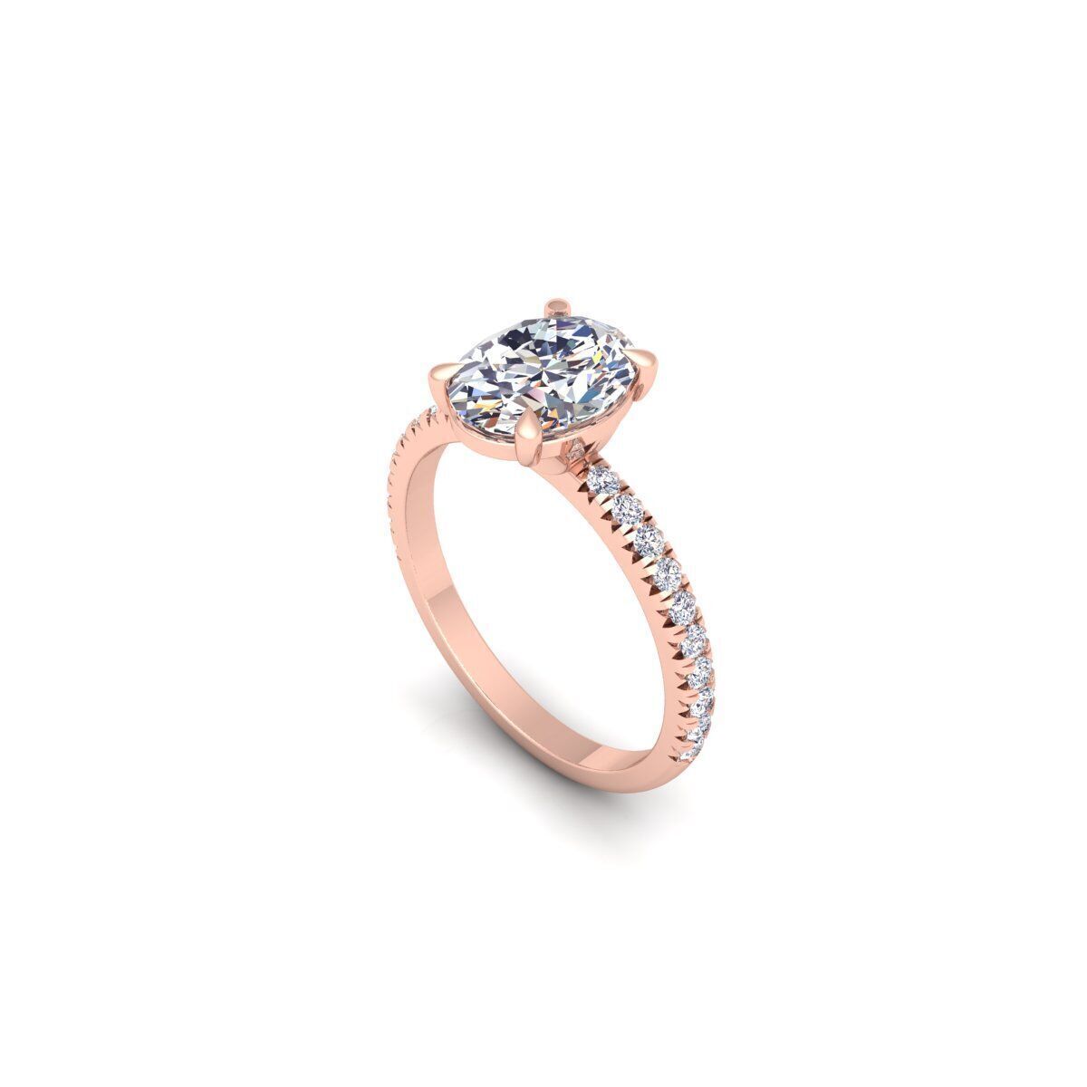 Oval Engagement Diamond Ring 3d Model and Render 3D print model_10