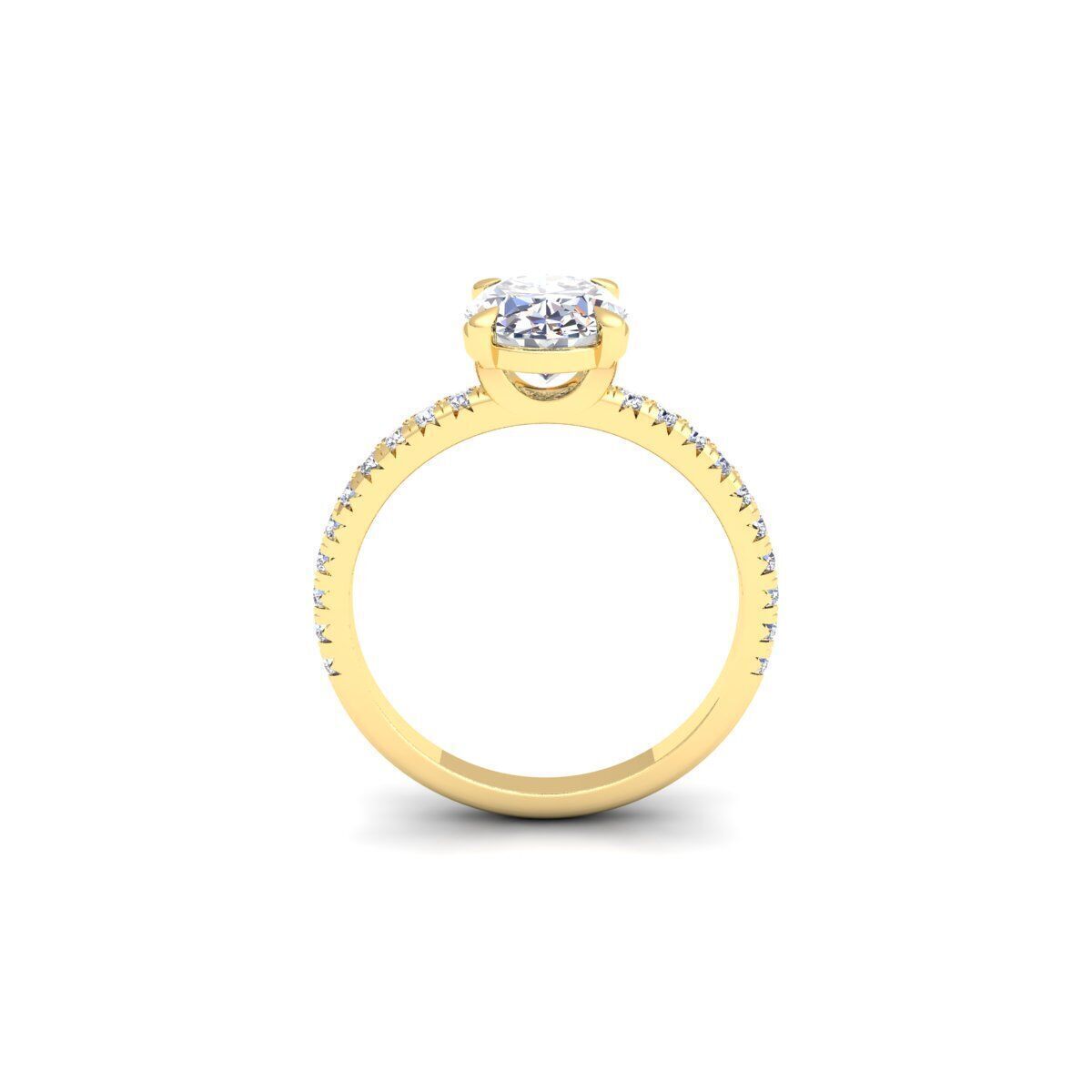Oval Engagement Diamond Ring 3d Model and Render 3D print model_3