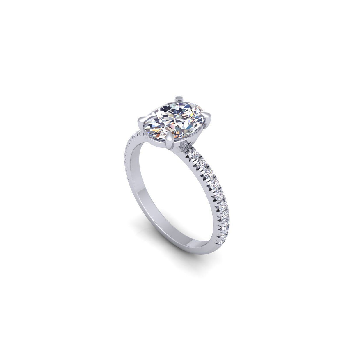 Oval Engagement Diamond Ring 3d Model and Render 3D print model_11