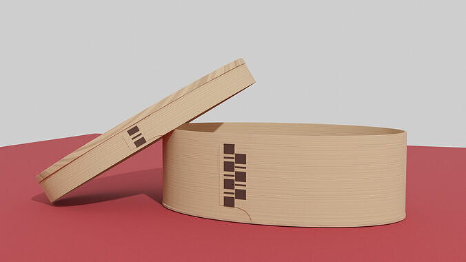 Traditional Japanese Magewappa Bento Box 3D model