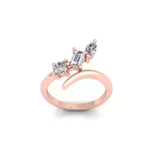 Small Flower Diamond Ring 3d Model and Render 