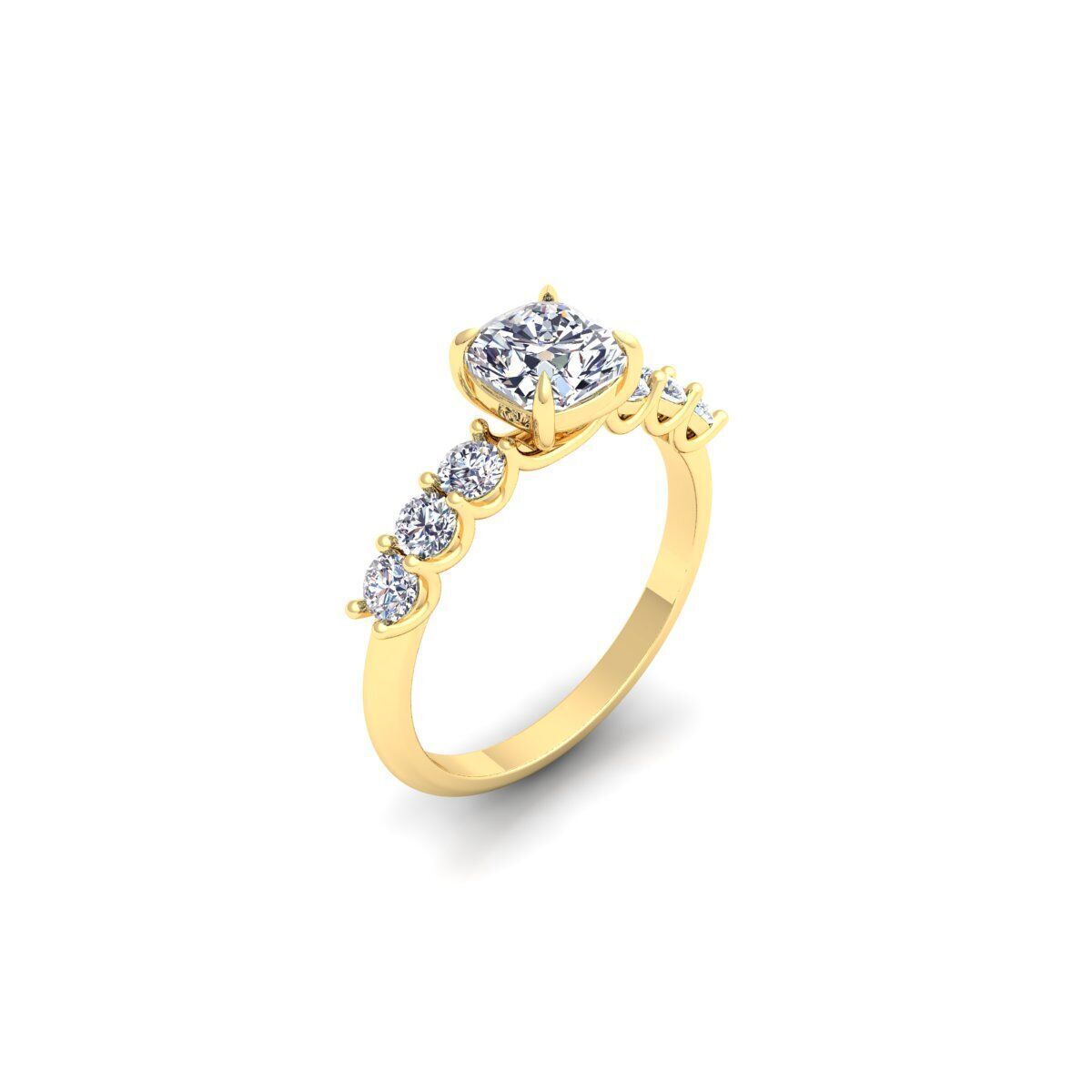 Round Engagement Diamond Ring 3d Model and Render  3D print model_6